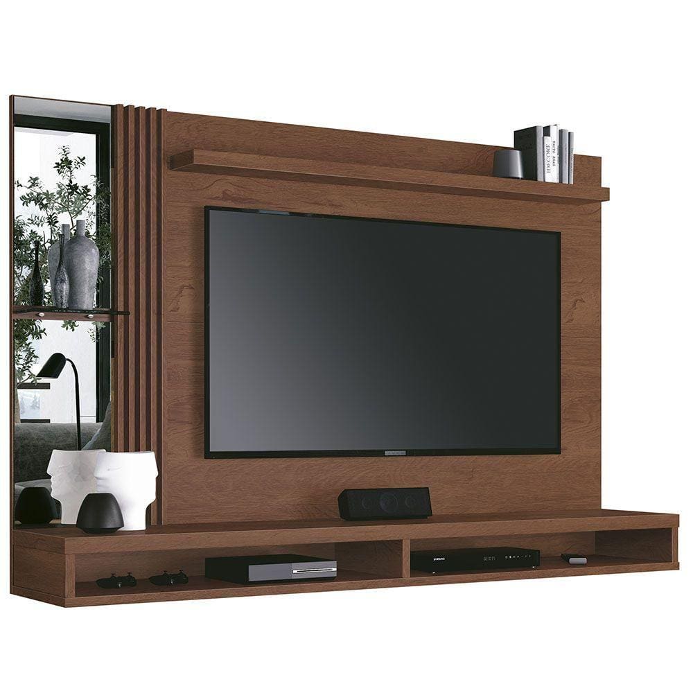 Painel Home Paris Para Tv Até 55\" Ripado Com Espelho