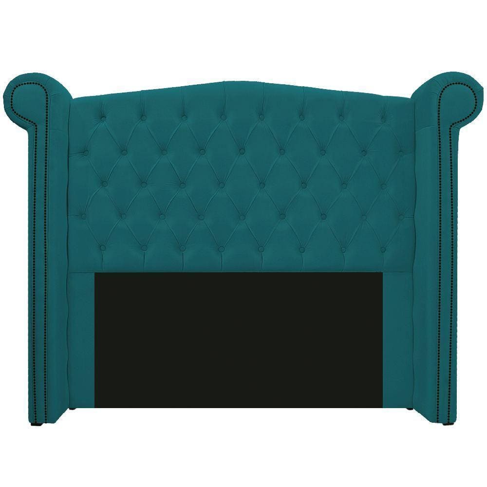 Cabeceira Estofada Veneza 160cm Suede Azul Turquesa