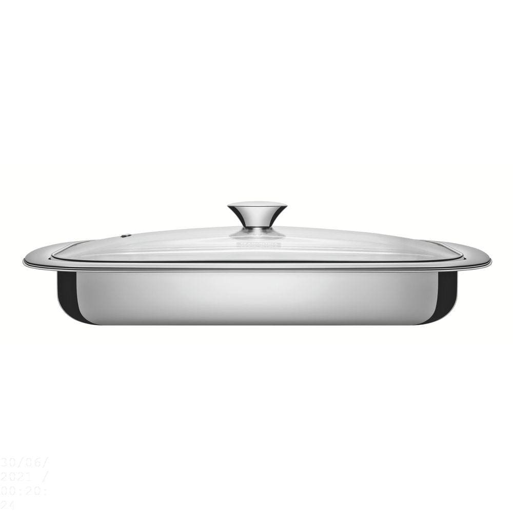 Assadeira Tramontina Cosmos Retangular em Aço Inox com Tampa de Vidro 39 cm 3,2 L Tramontina