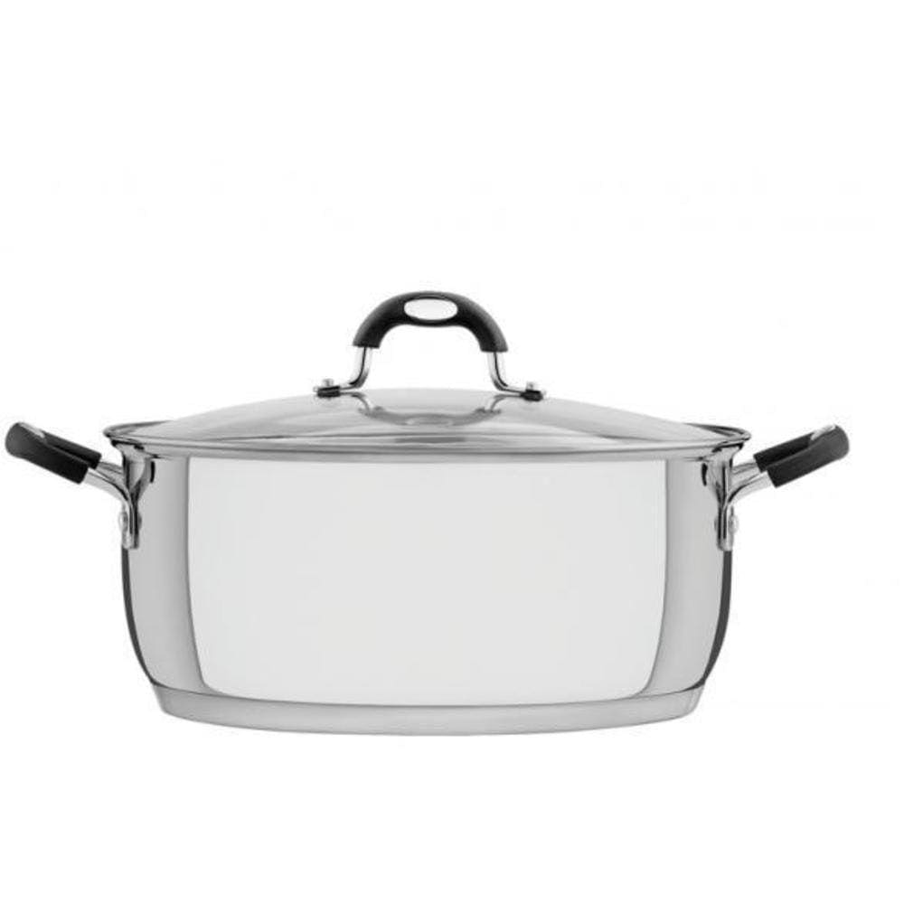 Caçarola Tramontina Moderna Aço Inox Com Tampa De Vidro 30Cm