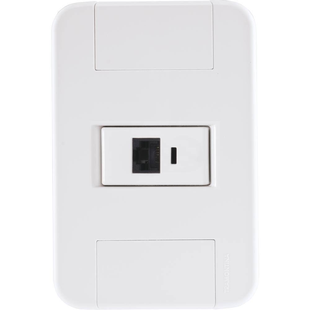 Conj 4x2 1 Tomada Telefone Rj11 Tramontina Tablet Branco