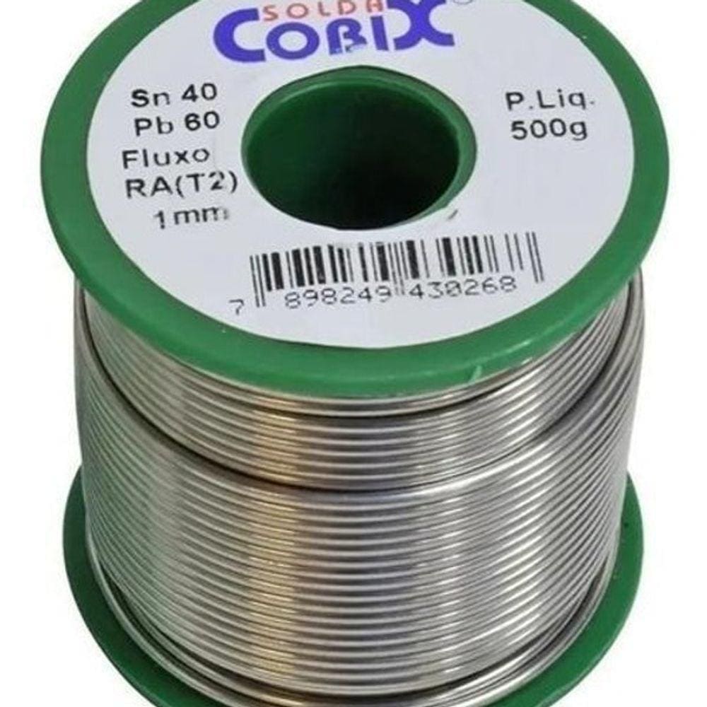 Solda Estanho 40X60 1.0Mm Com Fluxo Ra (T2) Rolo 500G Cobix