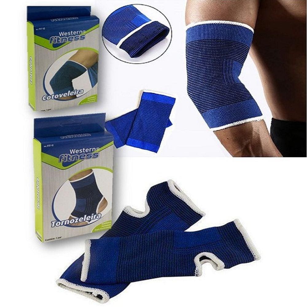 Kit Anti Lesão Tornozeleira Cotoveleira Elástica Musculação