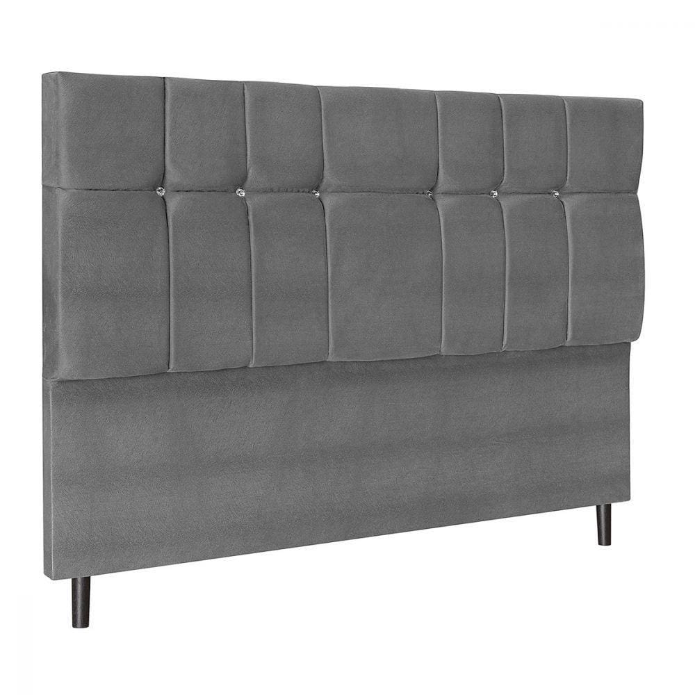 Cabeceira Casal Opala 144cm Cama Box 138cm Cinza