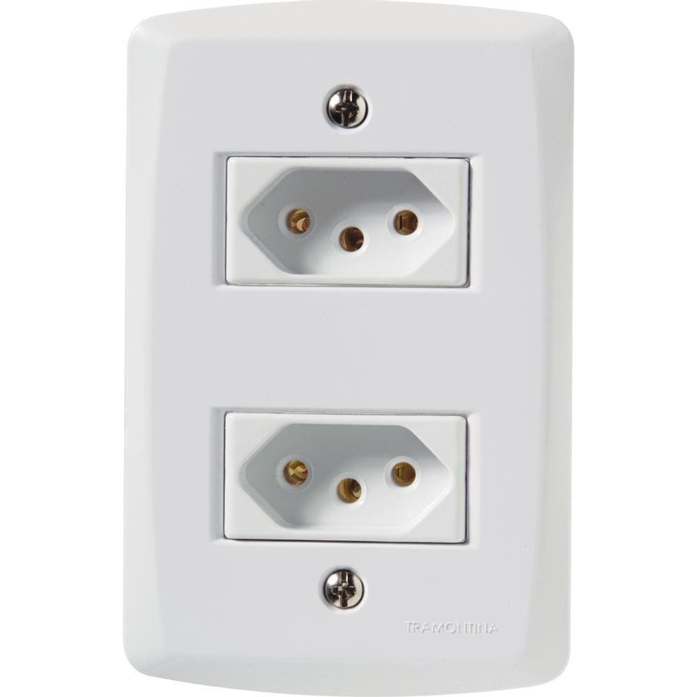 Conj 4x2 2 Tomadas 2p+t 10 A 250 V Tramontina Lux2 Branco