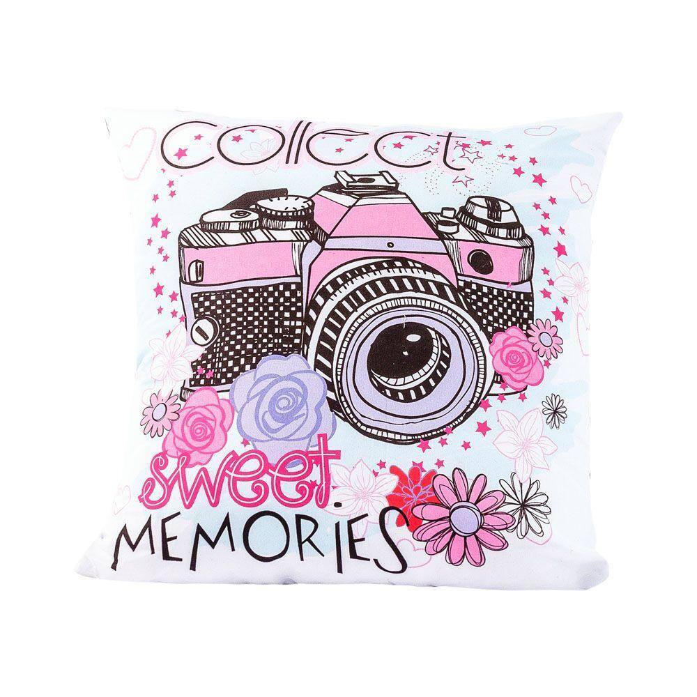 Capa De Almofada Memories Rosa Cinza 45cm X 45cm