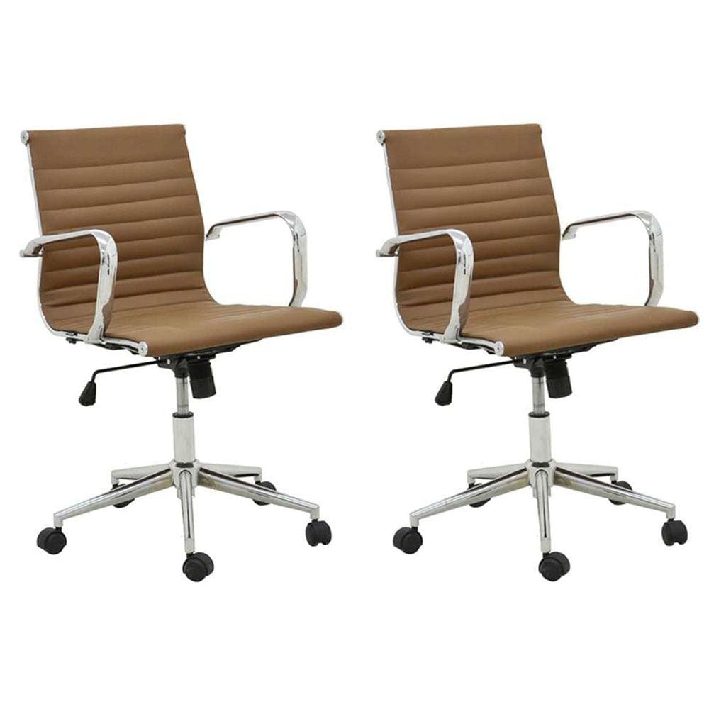 Conjunto com 2 Cadeiras de Escritório Sevilha I Marrom