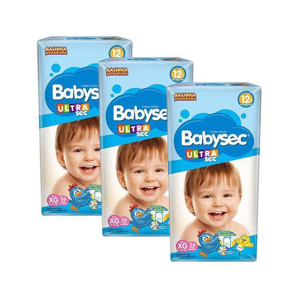 Fralda Infantil Babysec Galinha Pintadinha Mega 3 Pacotes XG