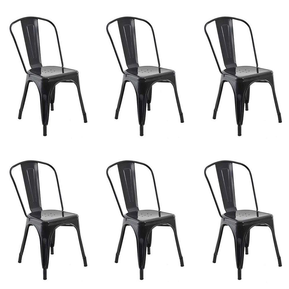 Conjunto com 6 Cadeiras Iron Preto