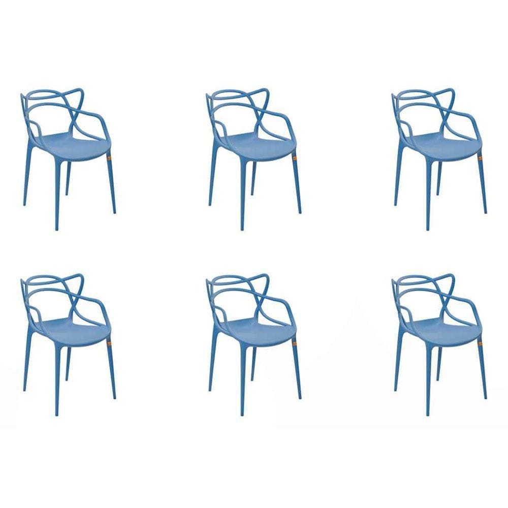 Conjunto com 6 Cadeiras Allegra Azul