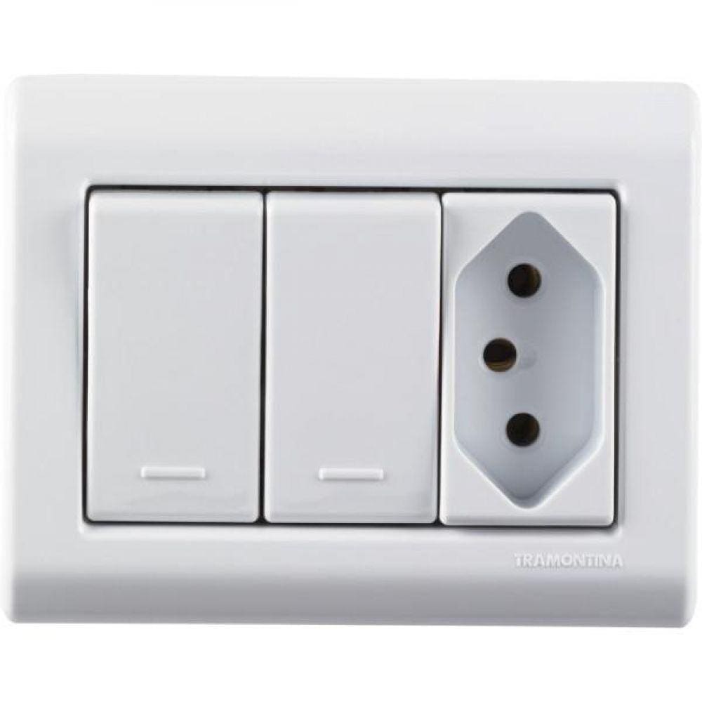 Caixa de Sobrepor 2 Interr 10A 250V e 1 Tomada 2p+t 10A 250V