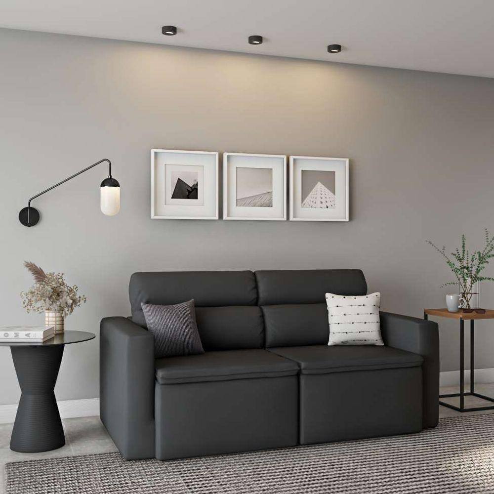 Sofá 3 Lugares Retrátil e Reclinavél Bremerhaven Suede Grafite 180 cm