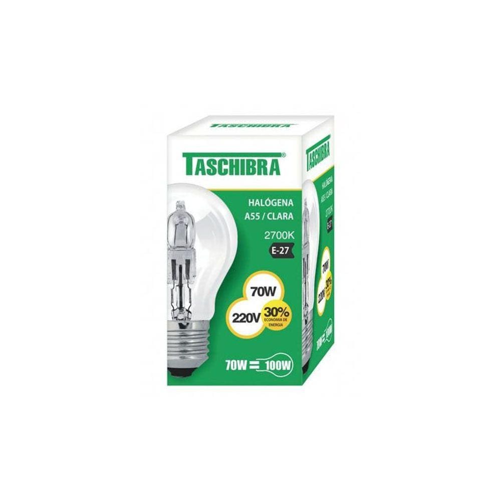 Lâmpada Halógena Taschibra A55 70W E27 2700K Luz Amarela 220V