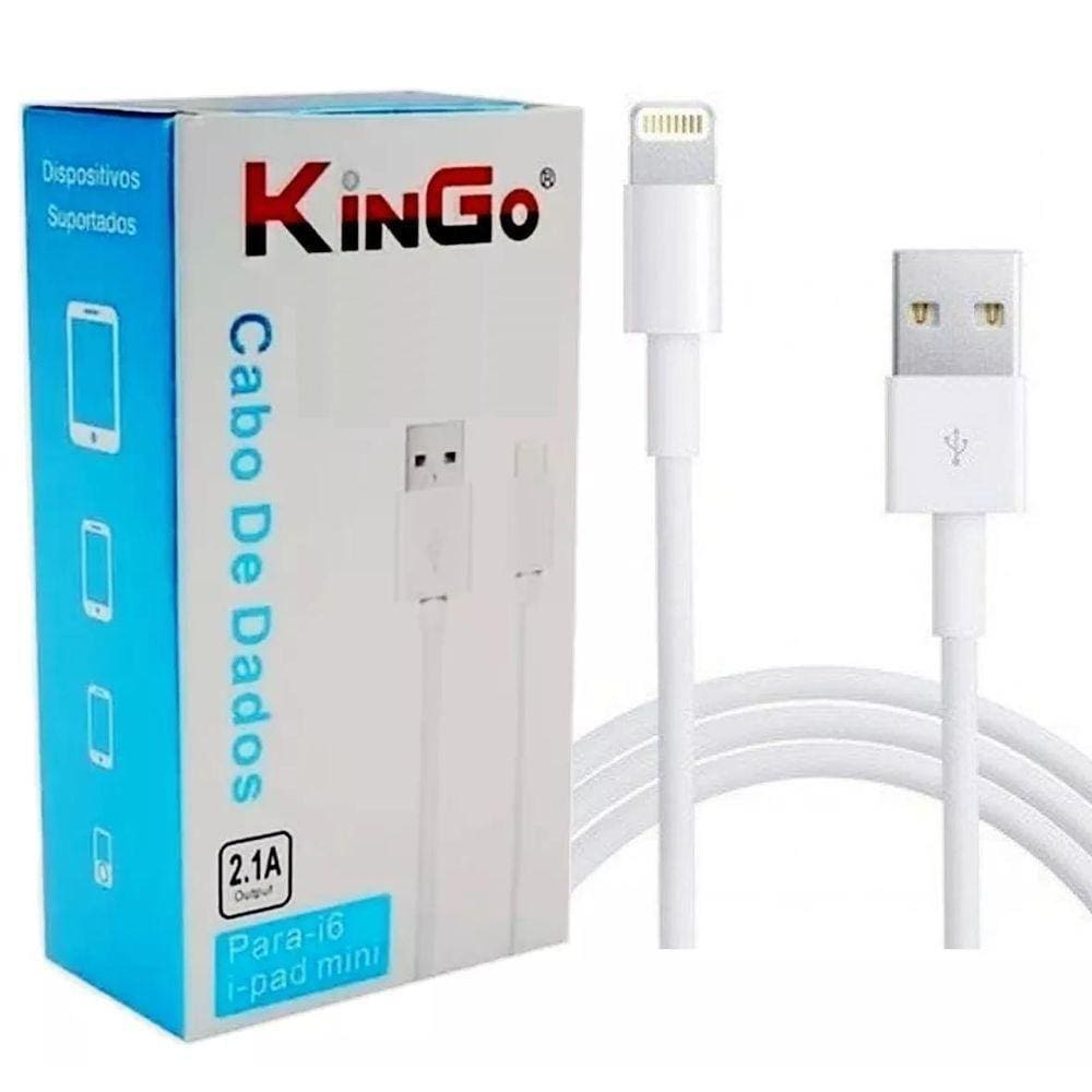 Cabo de Dado Iphhone 5 6 7s 8 Plus X Plus 1 Mt Kingo Branco