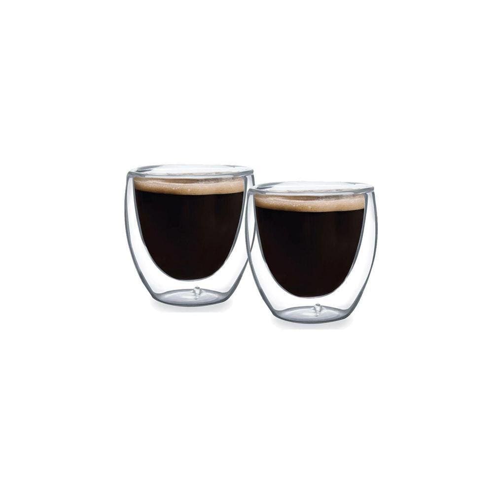Kit Jogo 2 Copos Parede Dupla Vidro 100Ml Café Chá