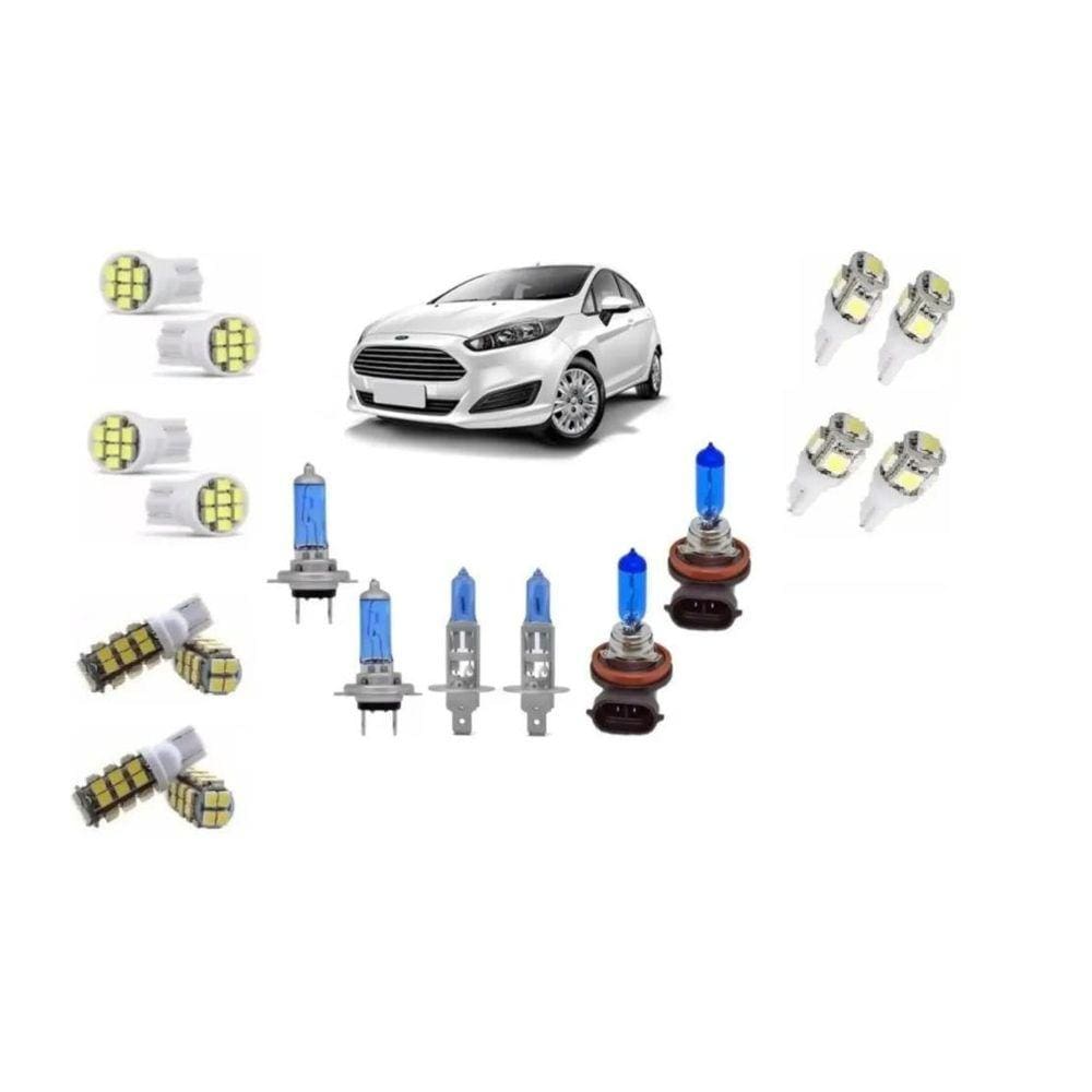 Kit Lâmpadas De Leds + Farol New Fiesta 2014 A 2016