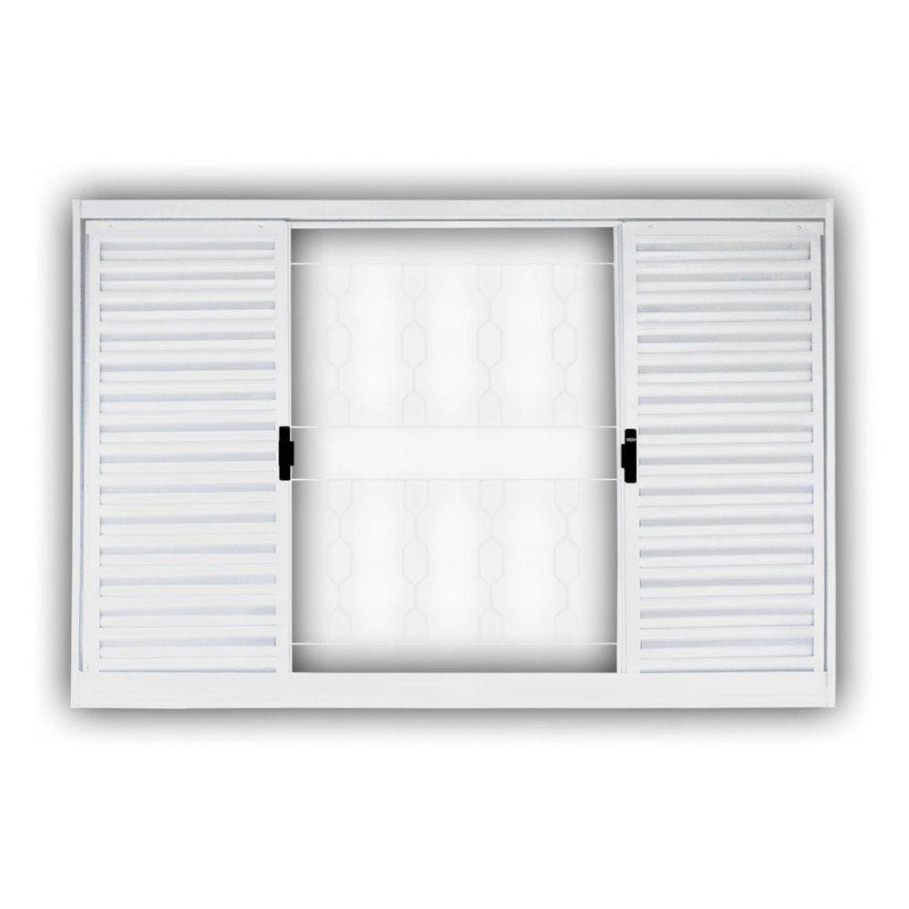 Janela Veneziana Aço 4 Folhas com Grade Elo MGM Minas Sul 100cmx120cm Branco