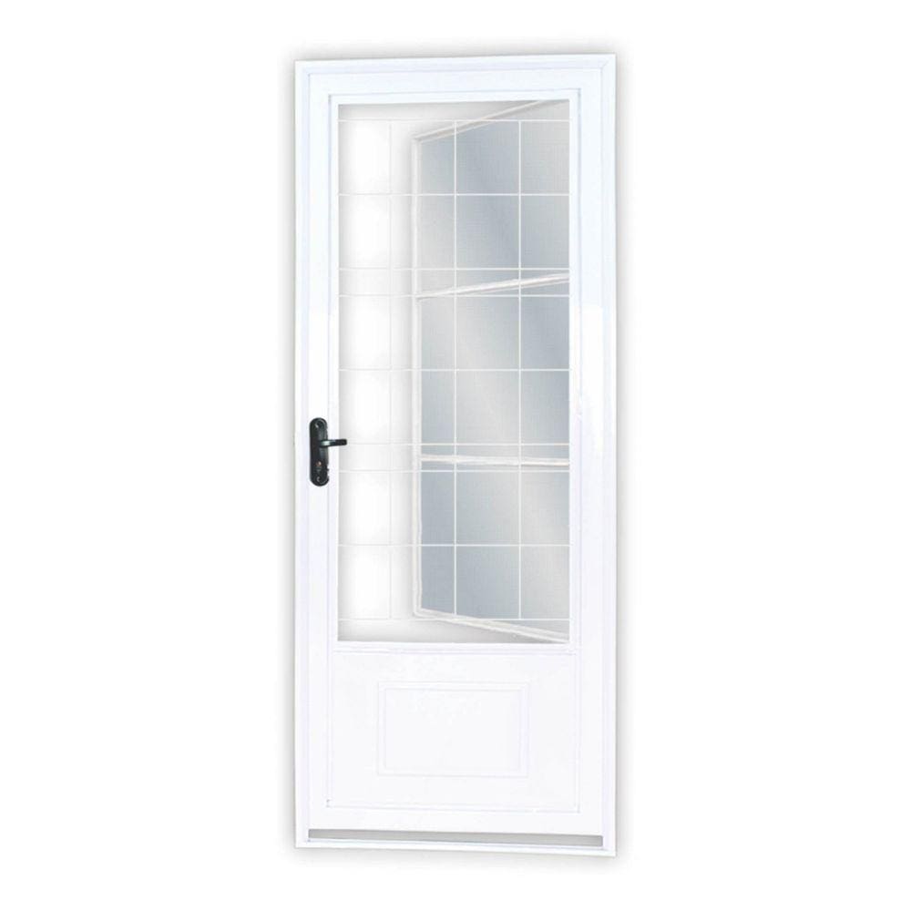 Porta de Giro Almofada Postigo Grade Vidro Liso Quadri MGM Branco