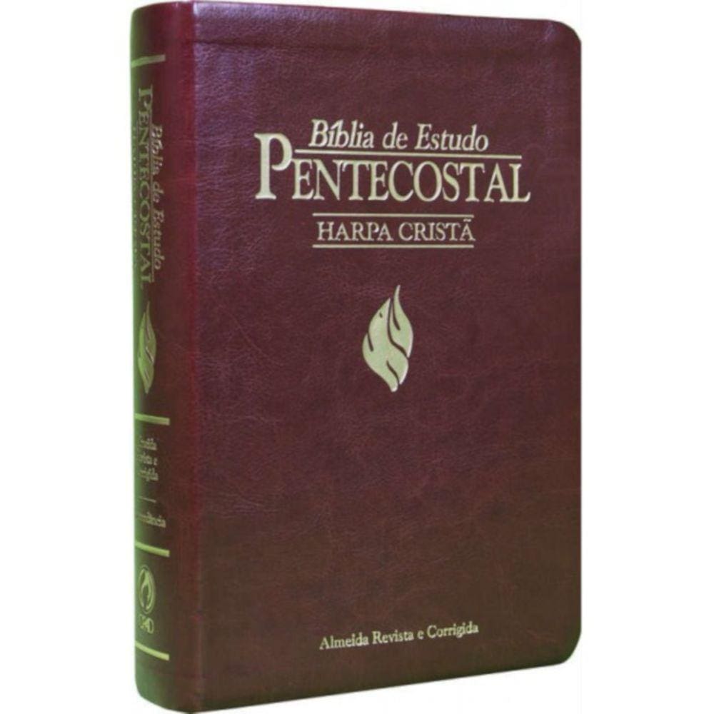 Biblia pentecostal media com harpa vinho