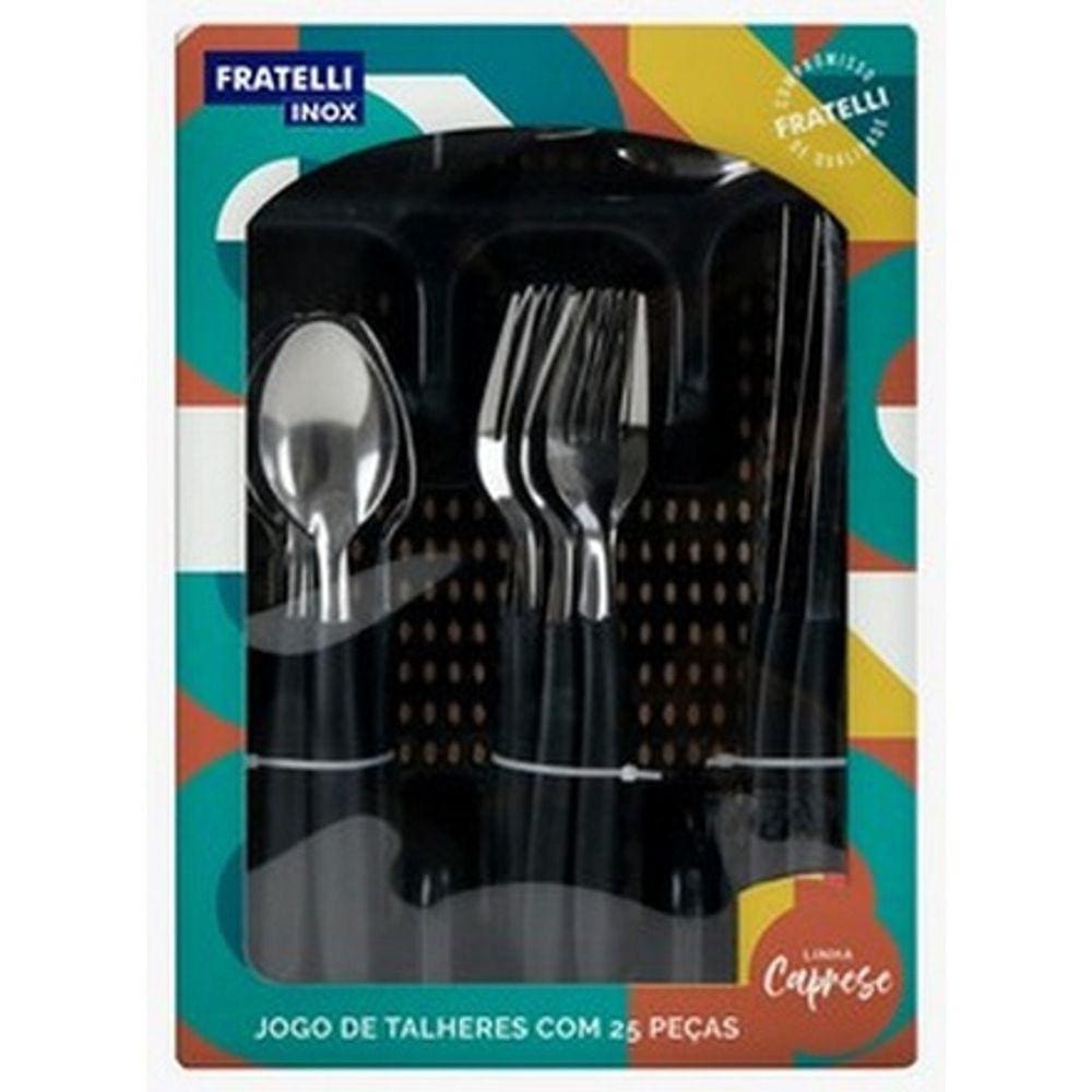 Jogo De Talheres Inox Linha Caprese 25 Pç Preto - Fratelli