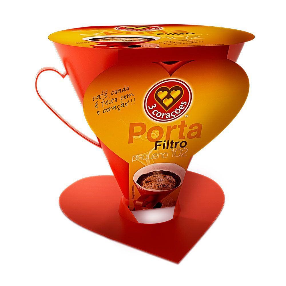 Porta Filtro de Plástico Vermelho Número 102 3 Corações