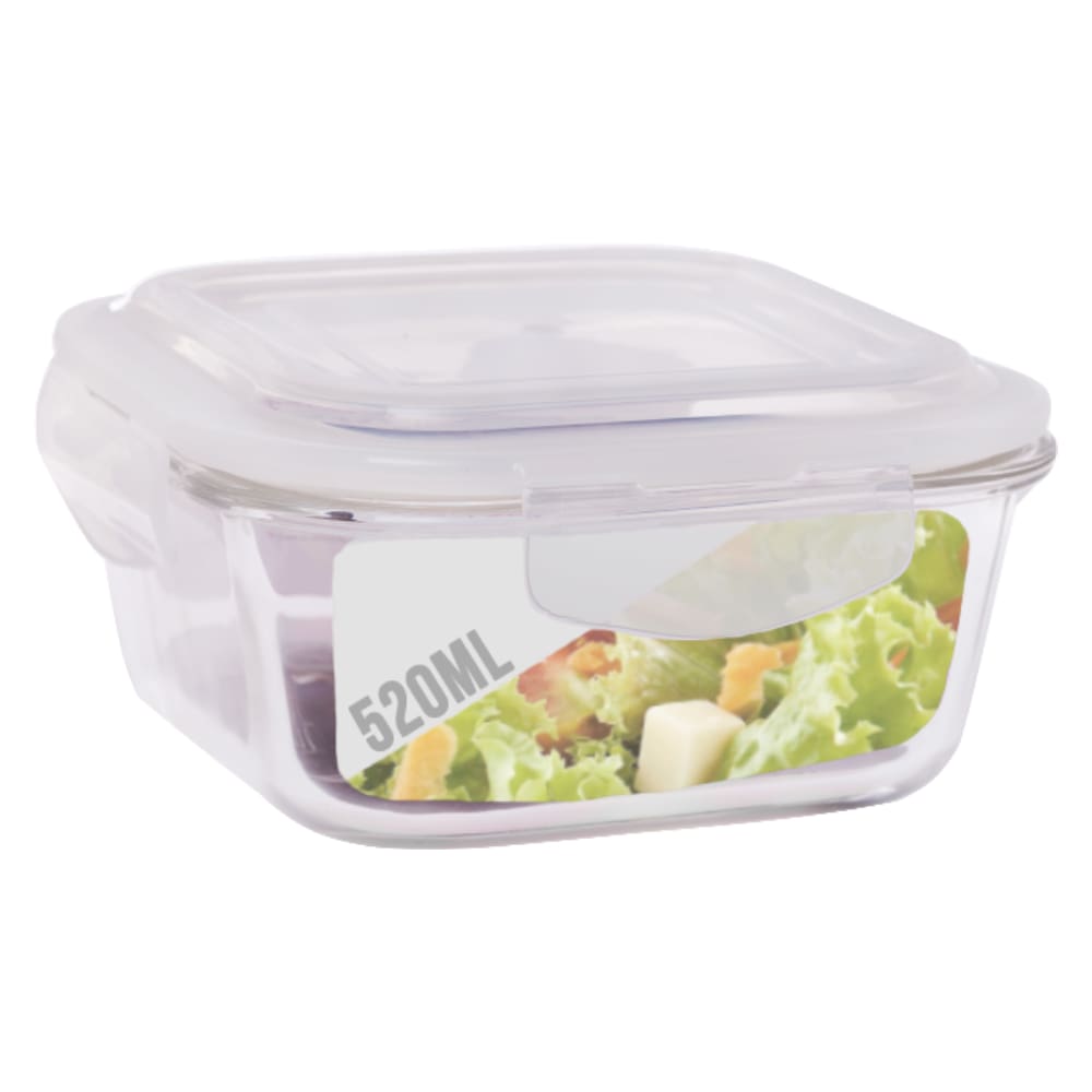 Pote Vidro 520ML (Vai ao Forno, Microondas) Quad c/ Tampa