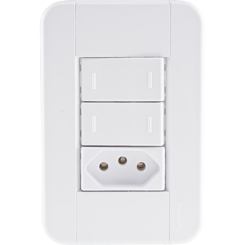 2 Interruptores Paralelos 10 A 250v e 1 Tomada A 250v Branco