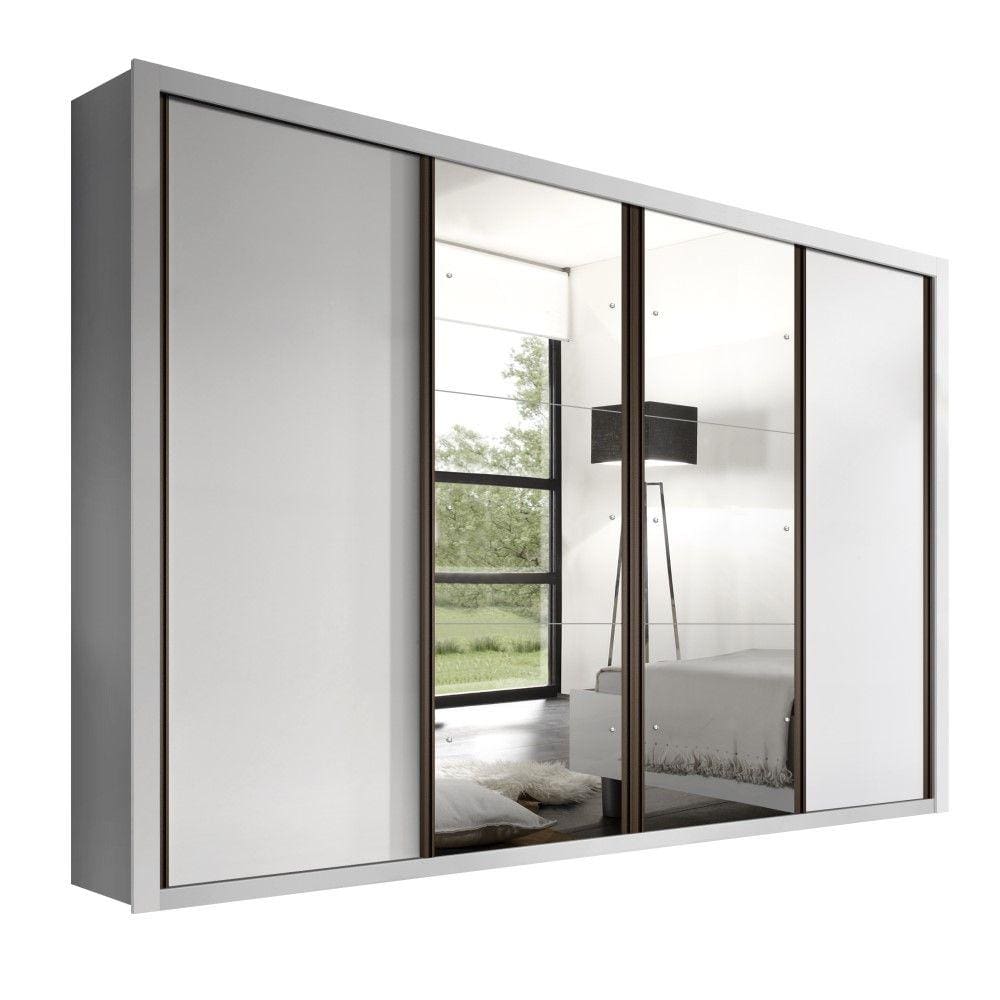 Guarda Roupa Casal com 6 Espelhos 4 Portas Firenze - Branco