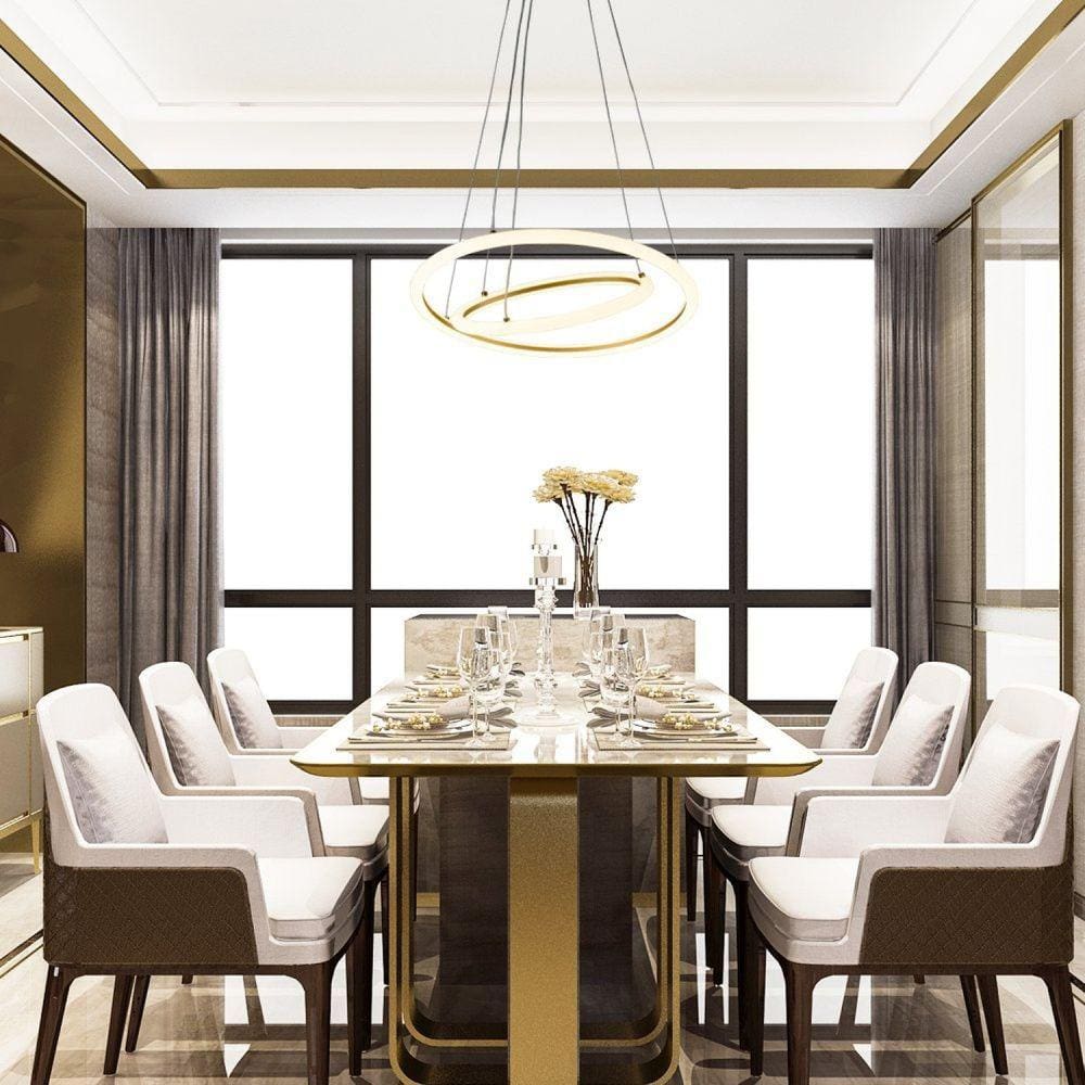 Pendente Bivolt 40cm Space Orbital Double 30w Bronzearte Dourado