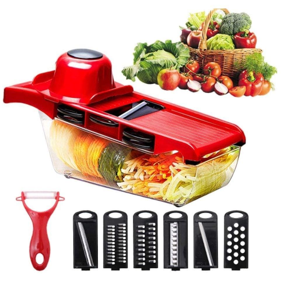 Mandoline Slicer Nicer Fatiador Cortador De Legumes 6 Em 1