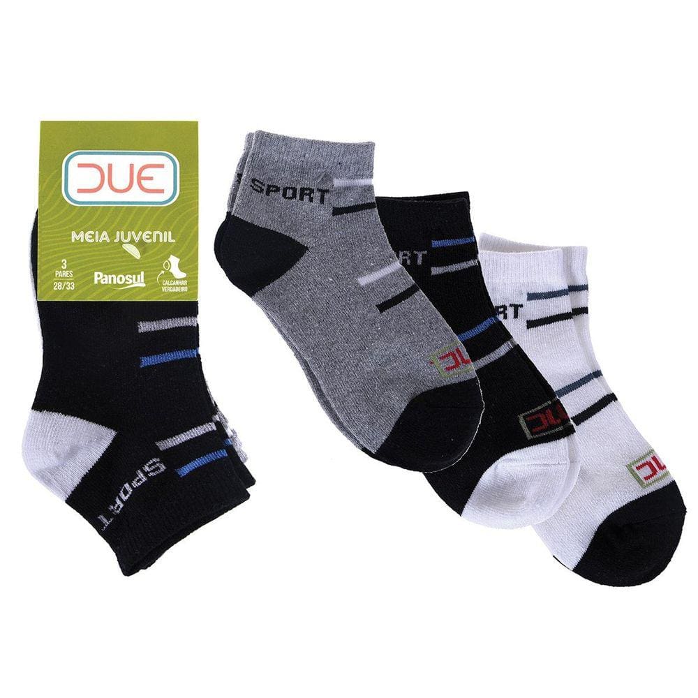 Kit 3 Pares de Meias Juvenil Tamanho 28/33 Panosul