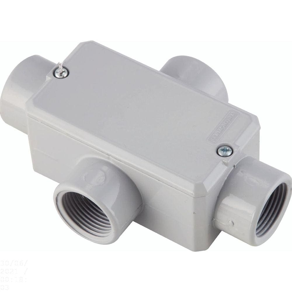 Condulete Fixo ”X``” 3/4” com tampa / com rosca NPT / com pintura eletrostática a pó Tramontina