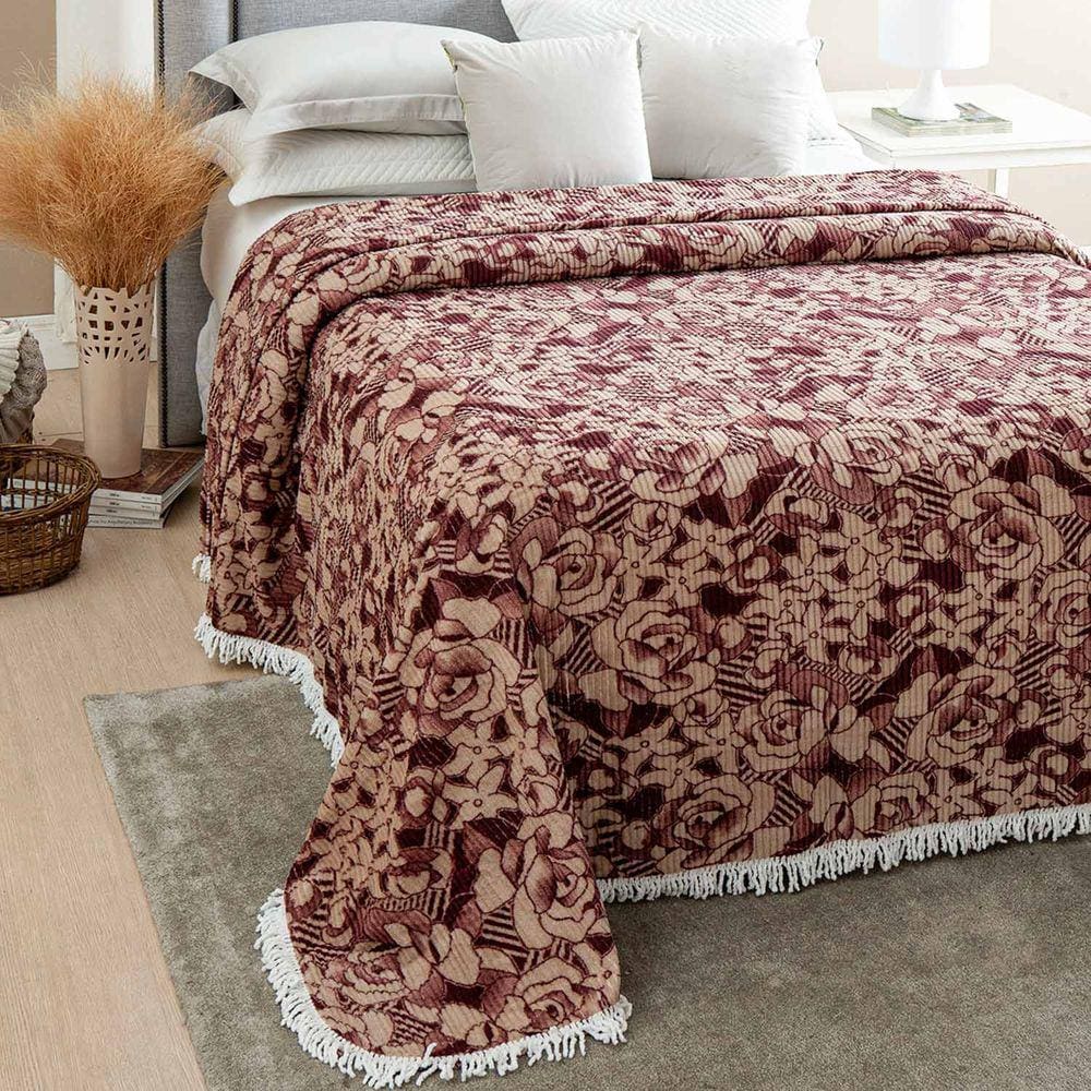 Colcha Chenille Jolitex Canelada Valentina 2,20x2,40 m Vinho