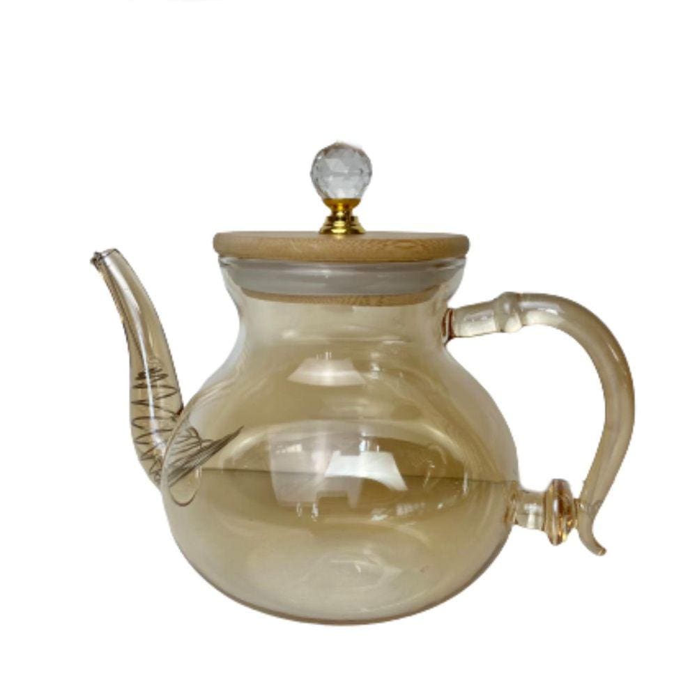 Chaleira de Vidro Borossilicato com Tampa Ambar 500ml