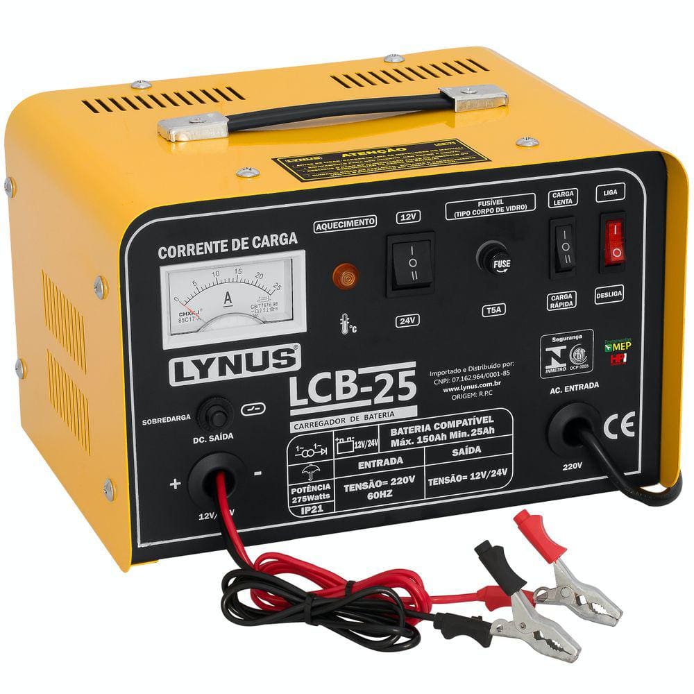 Carregador De Bateria Lynus Modelo Lcb-25 220v