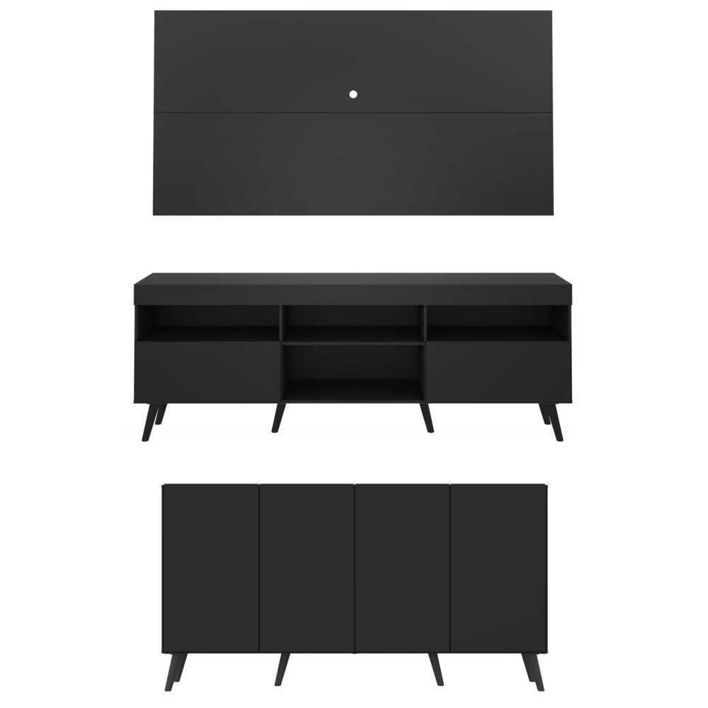 Conjunto Sala De Estar Rack + Painel Tv 65 e Aparador Retrô