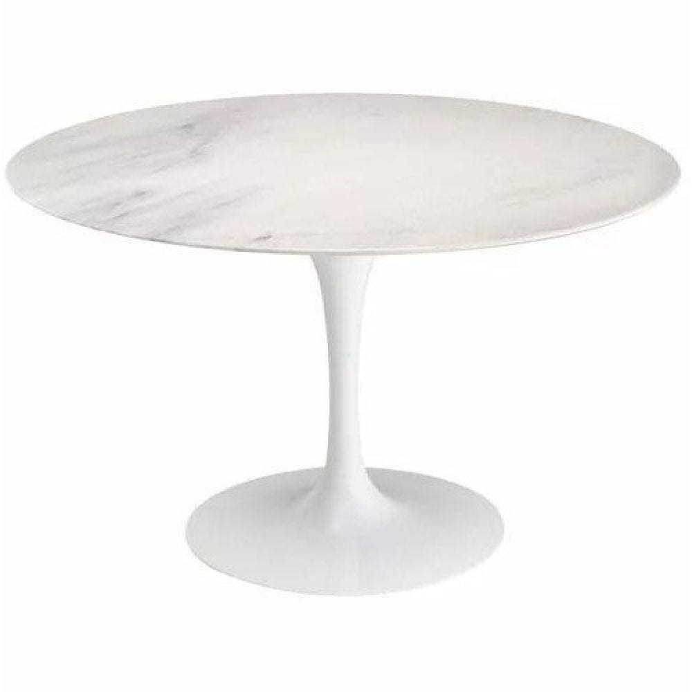 Mesa Saarinen Redonda 120cm Mármore Branco Extra Yescasa