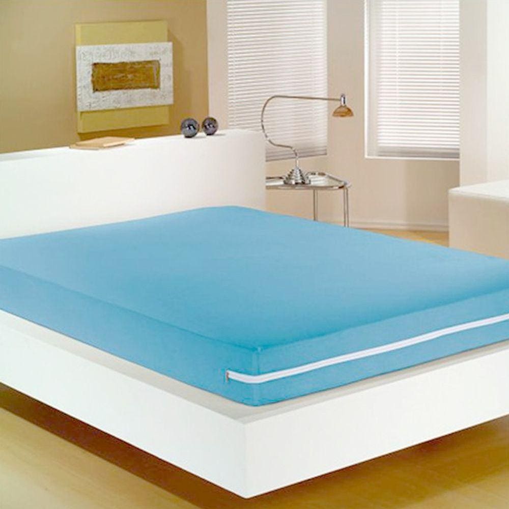 Capa para Colchão Doce Vida Solteiro Malha Mista C/ Zíper Azul