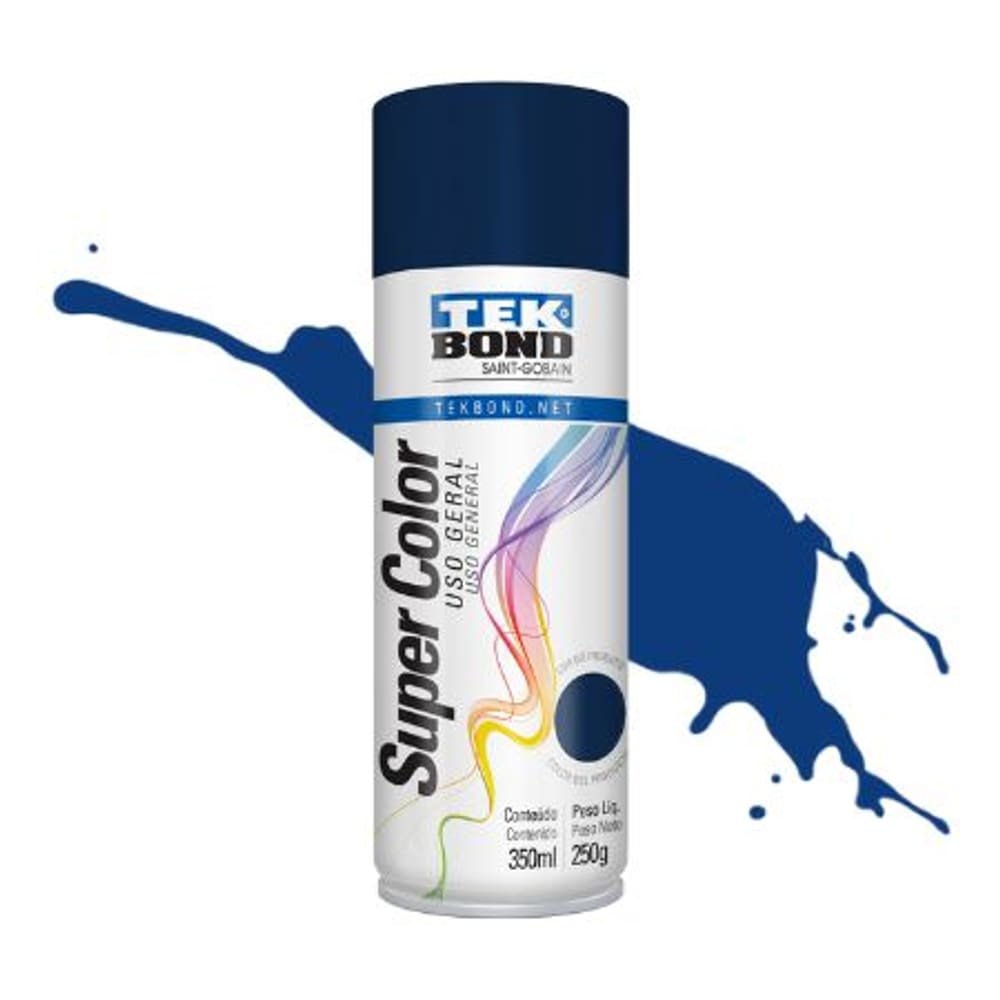 Tinta Spray Super Color Uso Geral 350ml Azul Escuro Tekbond