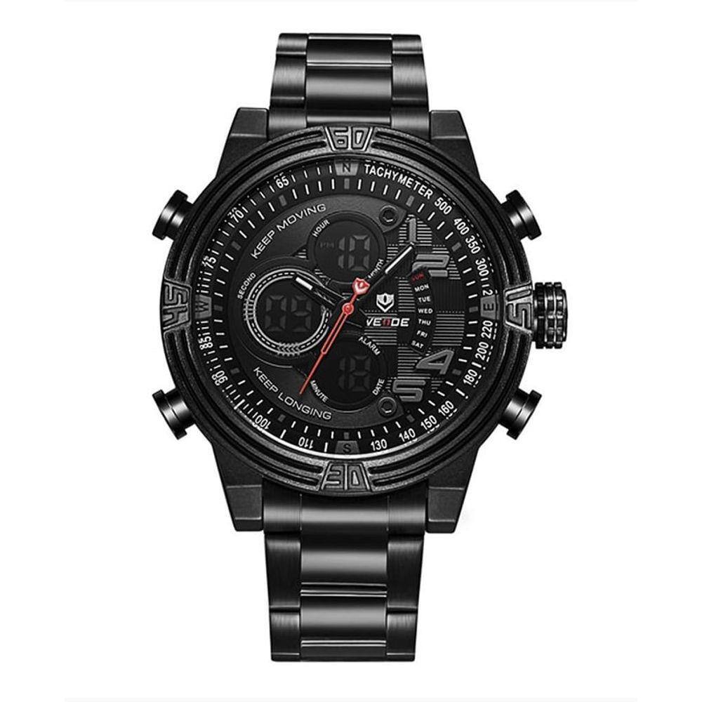 Relógio masculino multifunção digital e analógico weide 5209 preto