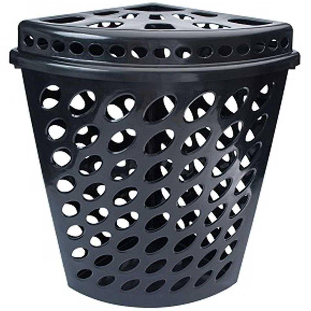 Cesto Telado Triangular 43,7 Litros Com Tampa Preta