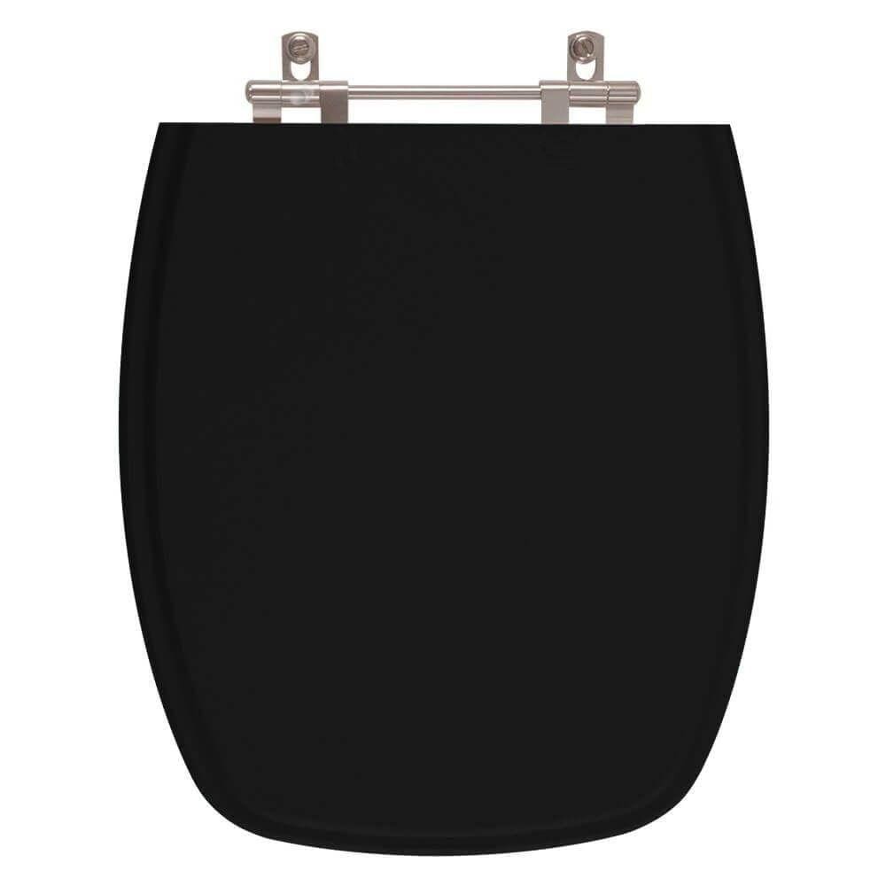 Assento Sanitário Poliéster Amarilis Preto Para Vaso Fiori