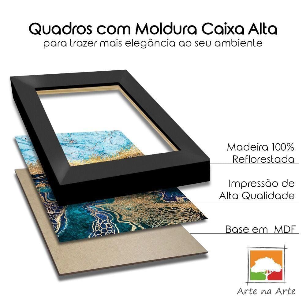 3 Quadros Decorativos Geométricos Moldura Ocre