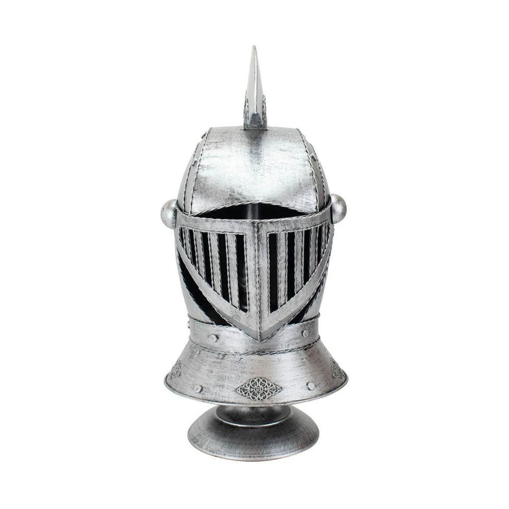 Enfeite Capacete Cavaleiro Medieval Prateado 47X25X22Cm