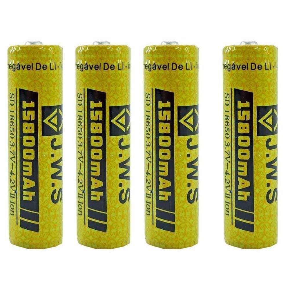 Kit 4X Bateria Mega Forte 18650 4,2V 15800Mah Jws Até 11H