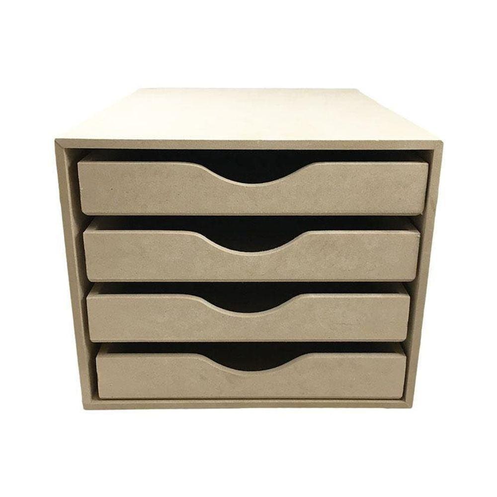 Organizador De Folhas Sulfite A4 4 Gavetas Em Mdf
