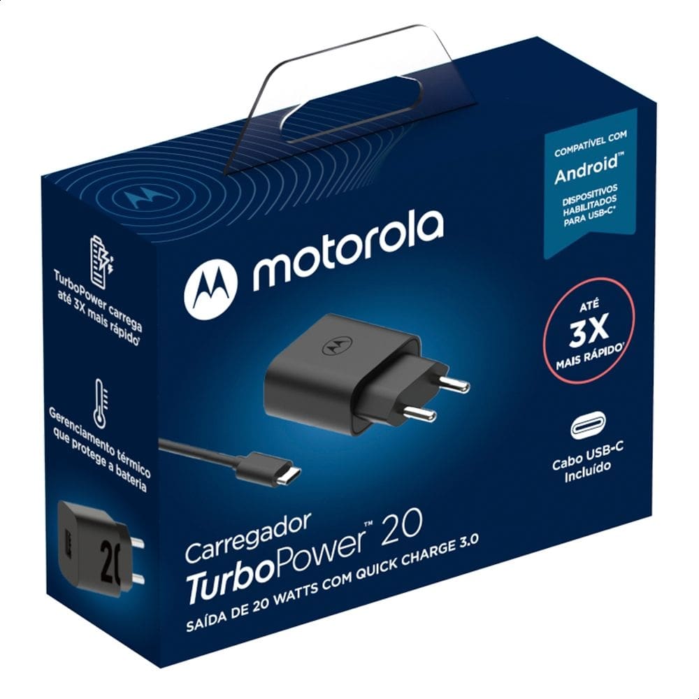 Carregador De Parede Motorola Turbo Power 20W - Cabo Usb-C