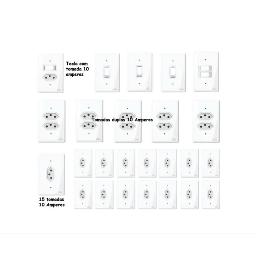 Tomadas E Interruptores (25 Pç) Kit Casa Completa