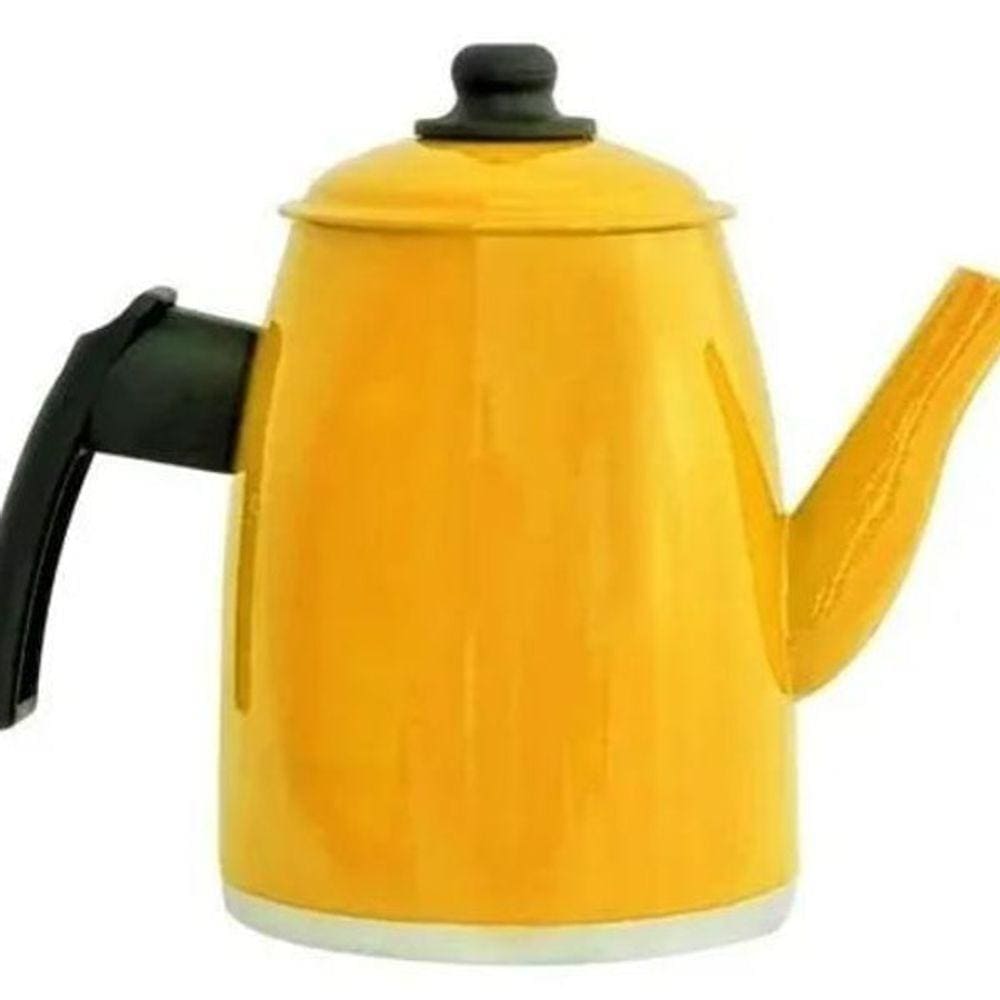 Bule Retro Em Alumínio Esmaltado Amarelo - Gulê