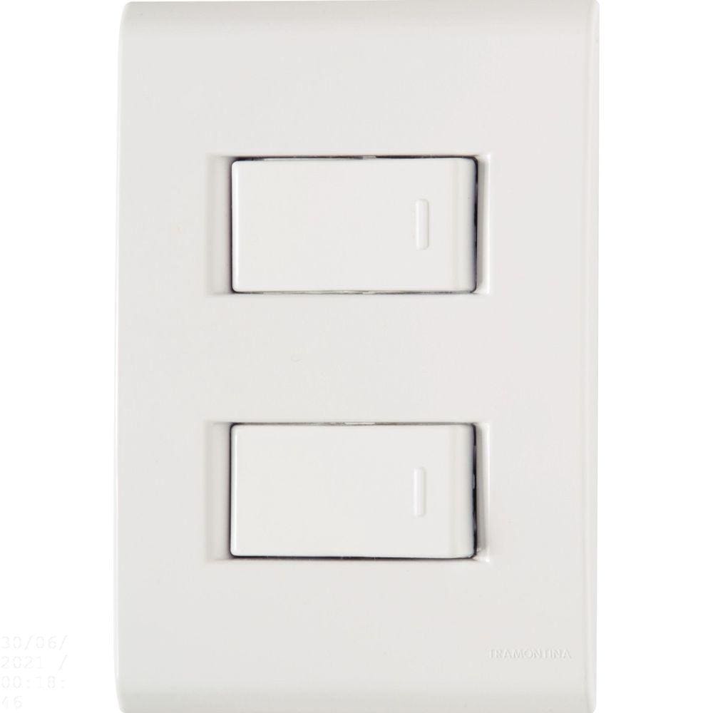 Conjunto 4x2 com 2 Interruptores Simples Tramontina Liz 10 A 250 V Branco Tramontina